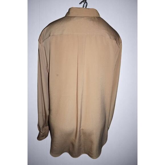 Lauren Ralph Lauren Tan Satin Blouse – Size L – Long Sleeve Button Front – Chest - Picture 6 of 10